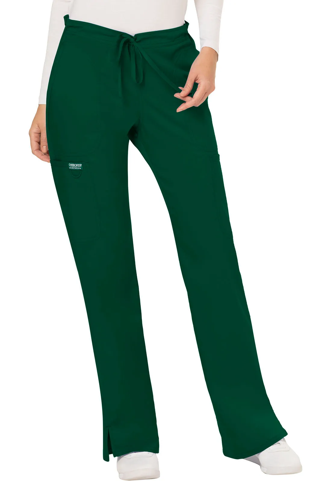 Cherokee Revolution Women's 5 POCKET Mid Rise Moderate Flare Drawstring Pant