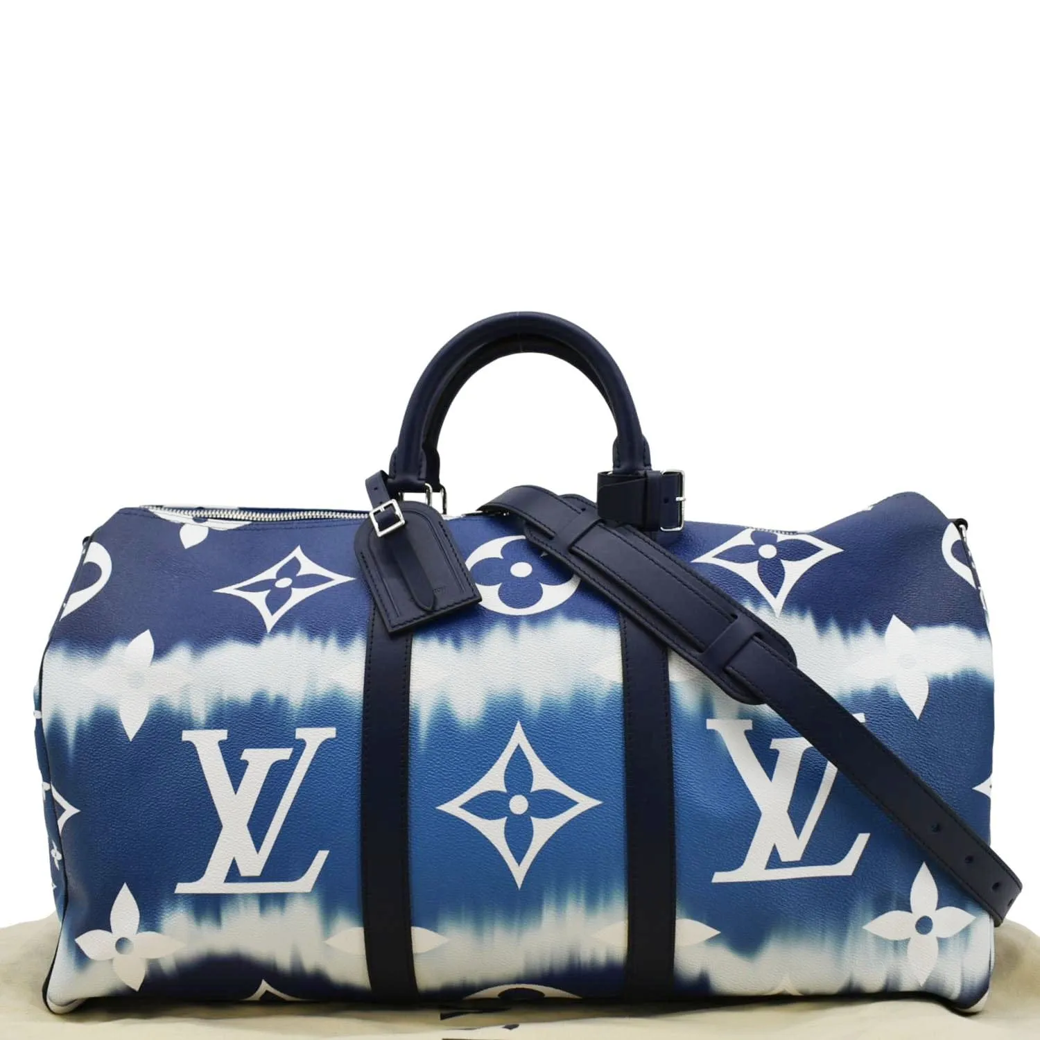 LOUIS VUITTON Keepall 50 Monogram Escale Bandouliere Canvas Travel Bag Blue